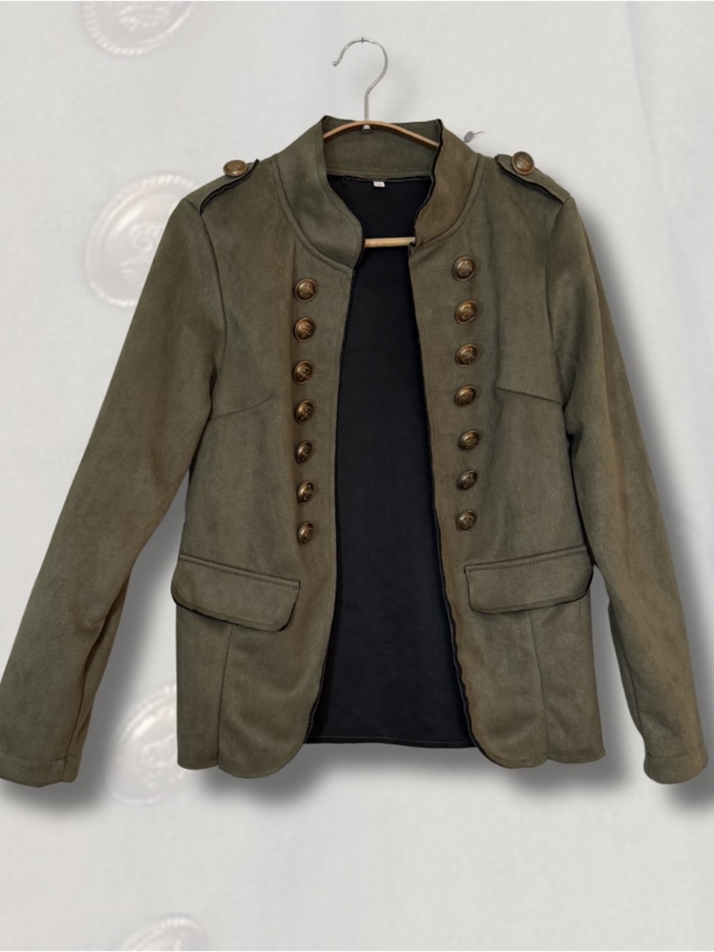 Military-Inspired Olive Green Button Front Jacket - Picture 1 of 3
